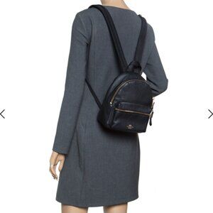 Coach Mini Charlie Black Leather Backpack